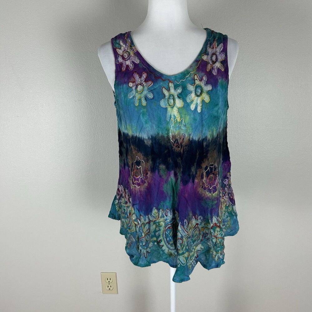 Sacred Threads Womens M/L Boho Smock Tunic Top Patchwork Cottagecore Festival